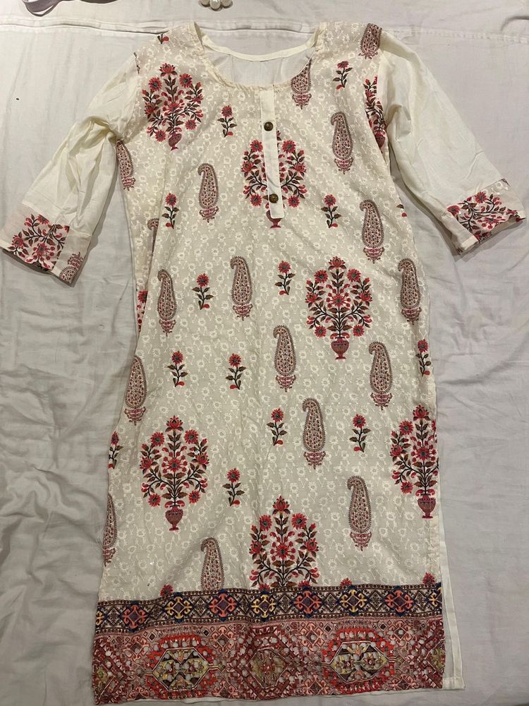 Elegant Floral Print Kurta