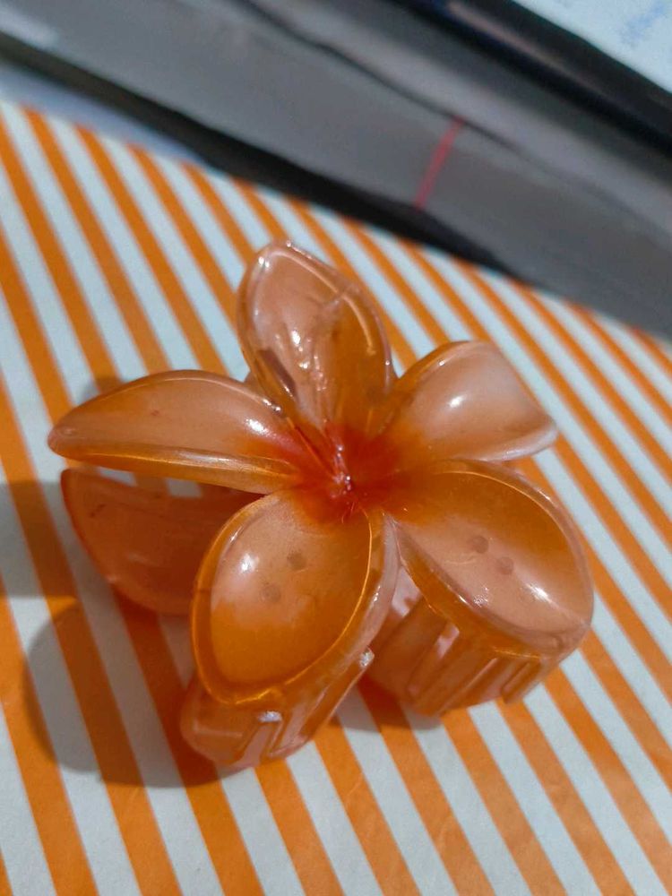 Orange Flower Hair Claw Clip
