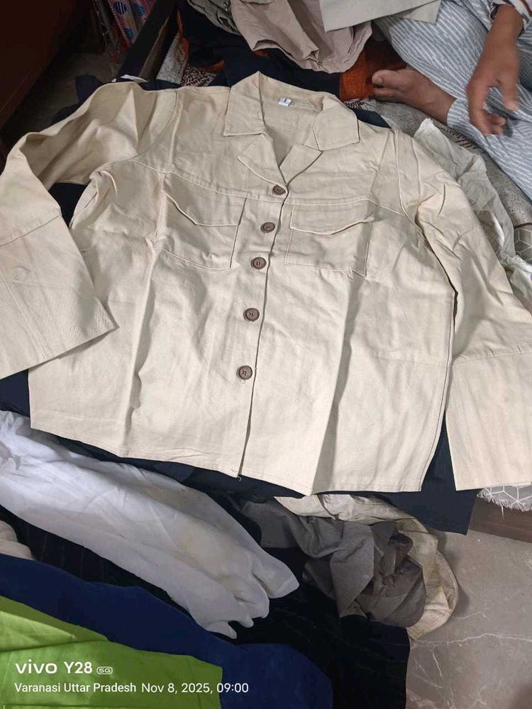 Beige Button-Down Top