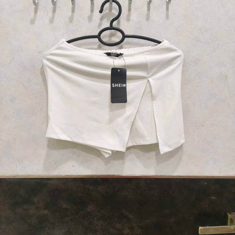 White Slit Mini Skirt - Shein