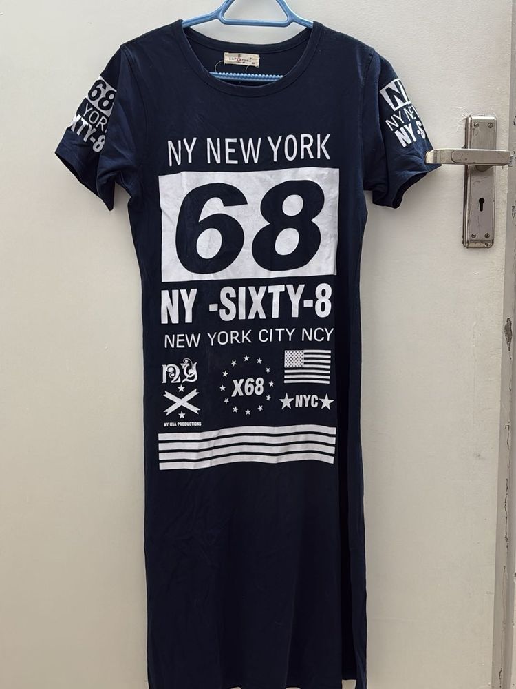 Navy 'NY 68' Graphic T-Shirt Dress