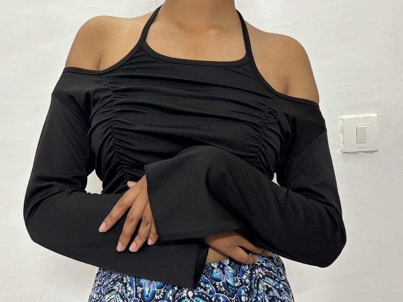 Chic Black Cold Shoulder Top