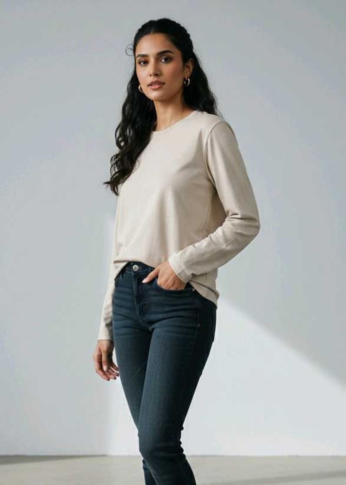 Elegant Beige Long Sleeve Top