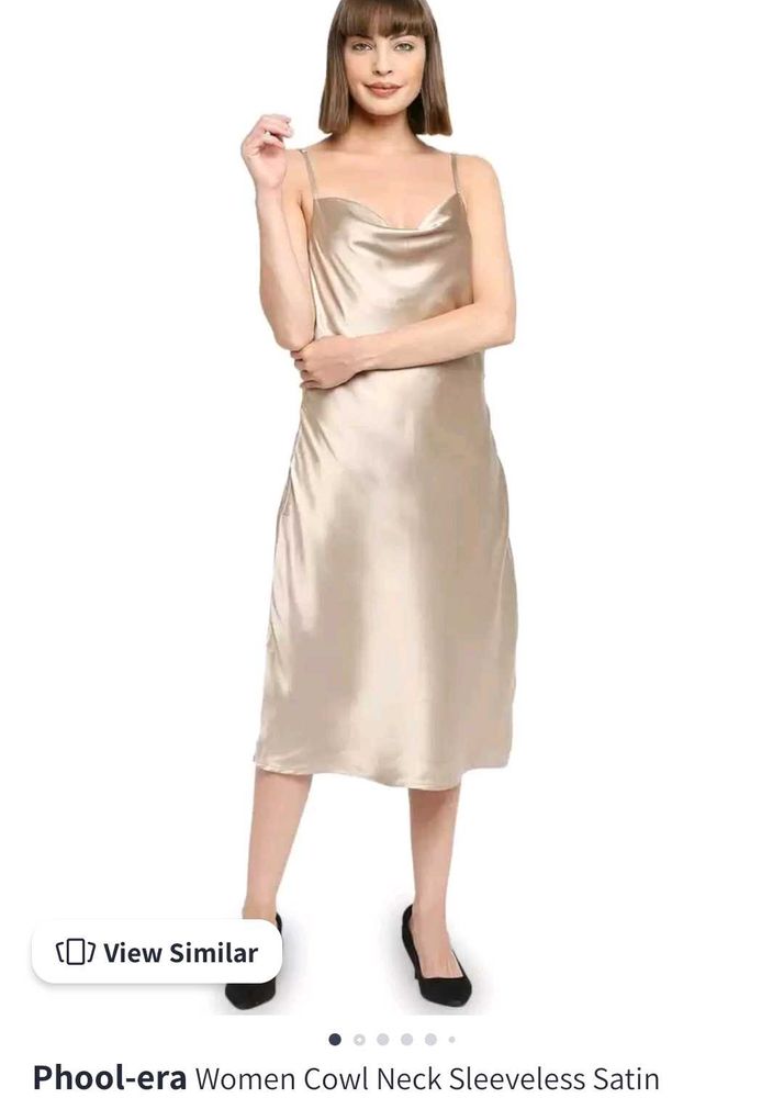 Satin Cowl Neck Slip Dress