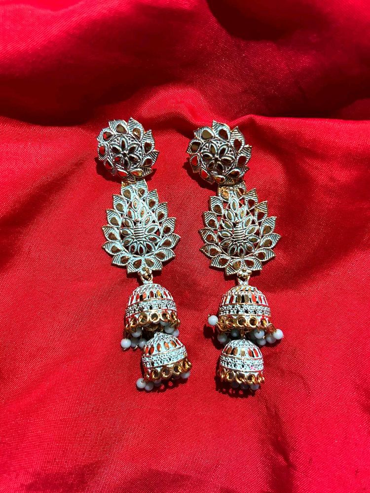 Teal Jhumka Earrings