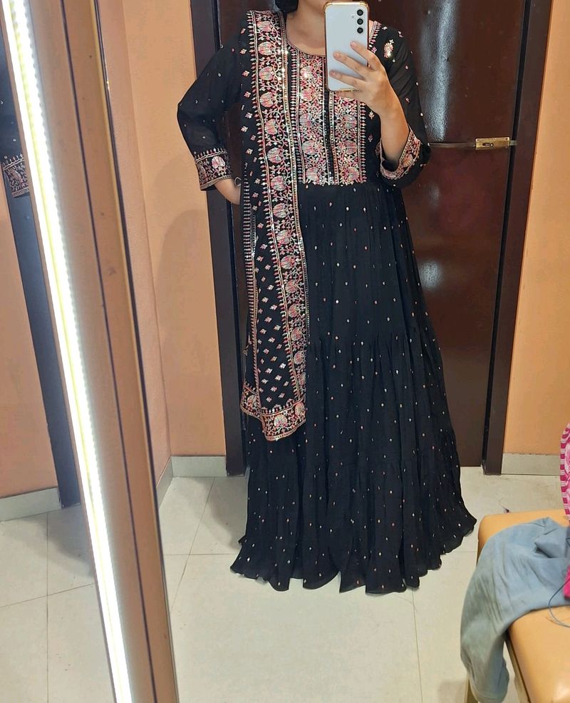 Black Indian Dress With Dupatta