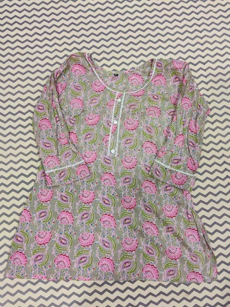 Floral Print Short Kurta
