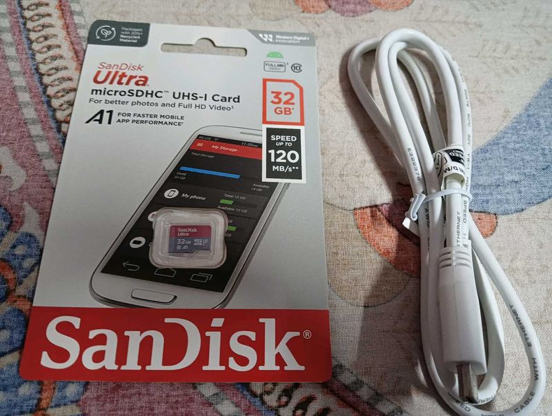 32 gb sd card &amp; micro HDMI cable