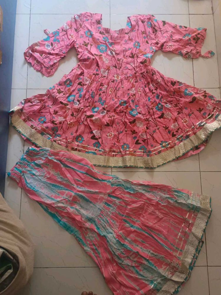 Pink Floral Kurta Set