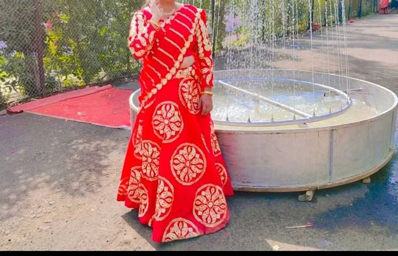 Red Floral Lehenga Choli Set