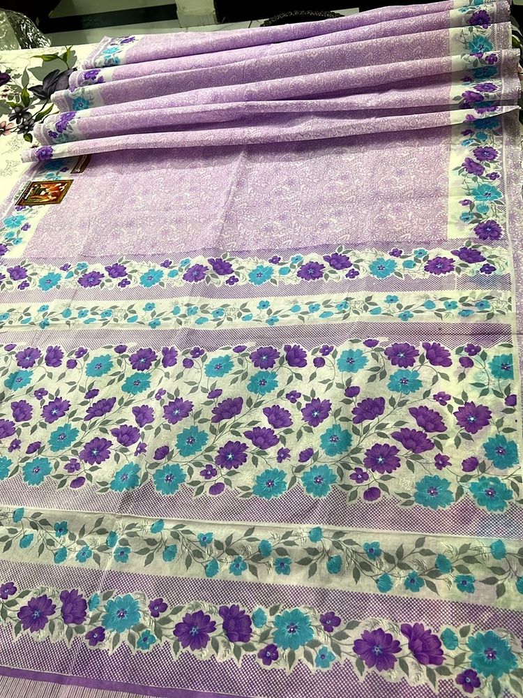Floral Printed Designer Cotton Saree