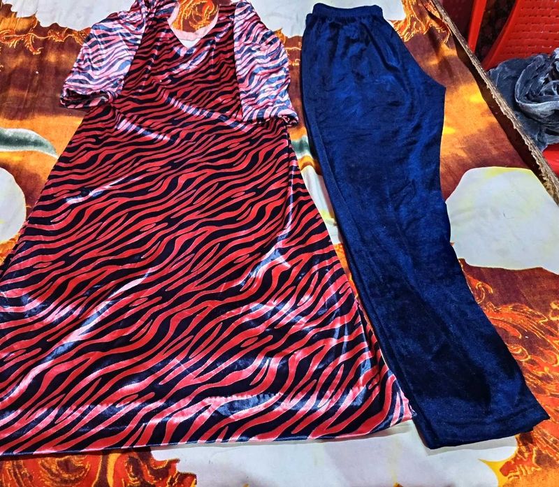 Stylish Party Wear winter Velvet Women's Kurta Set