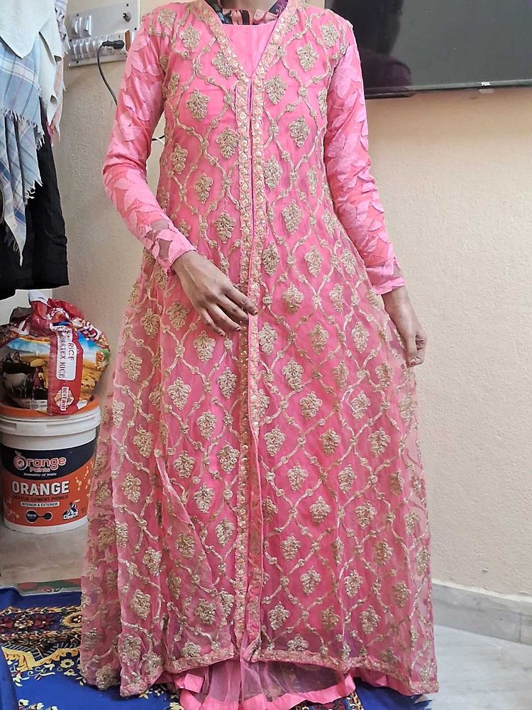 Elegant Pink Embroidered Anarkali