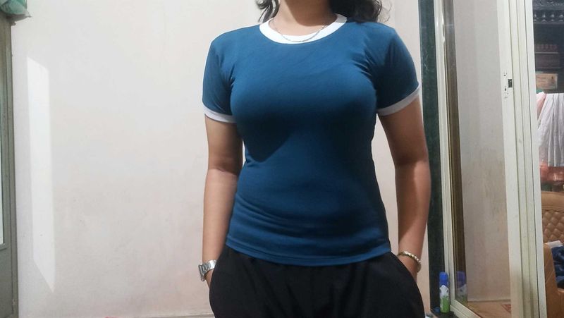 Retro Blue Ringer Tee