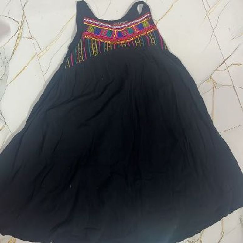 Embroidered Black Sundress