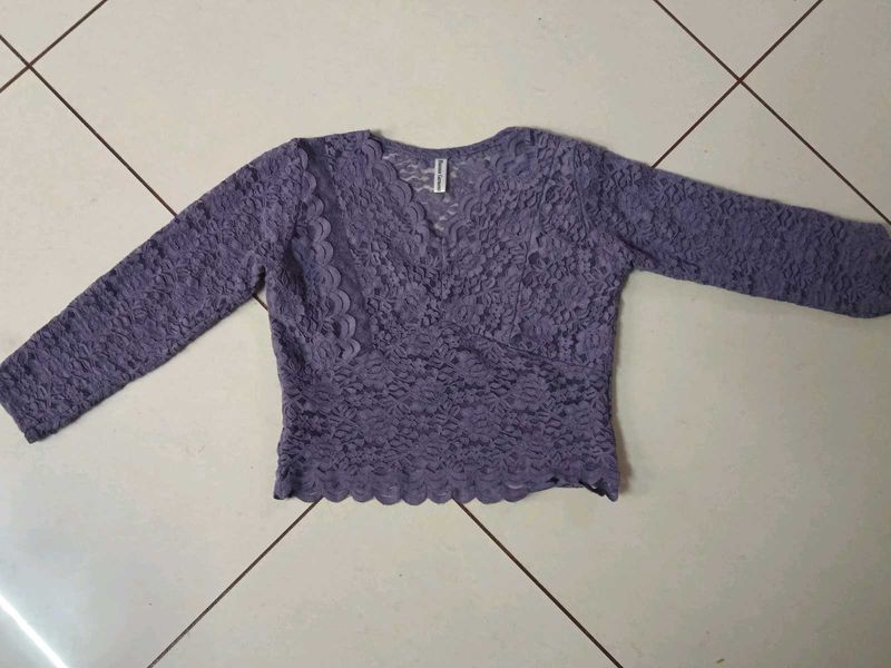 Elegant Purple mesh Top