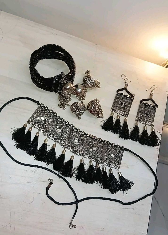 Boho Silver Tone Jewelry Set