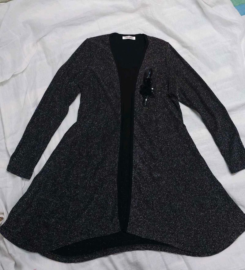 Sparkly Open-Front Cardigan