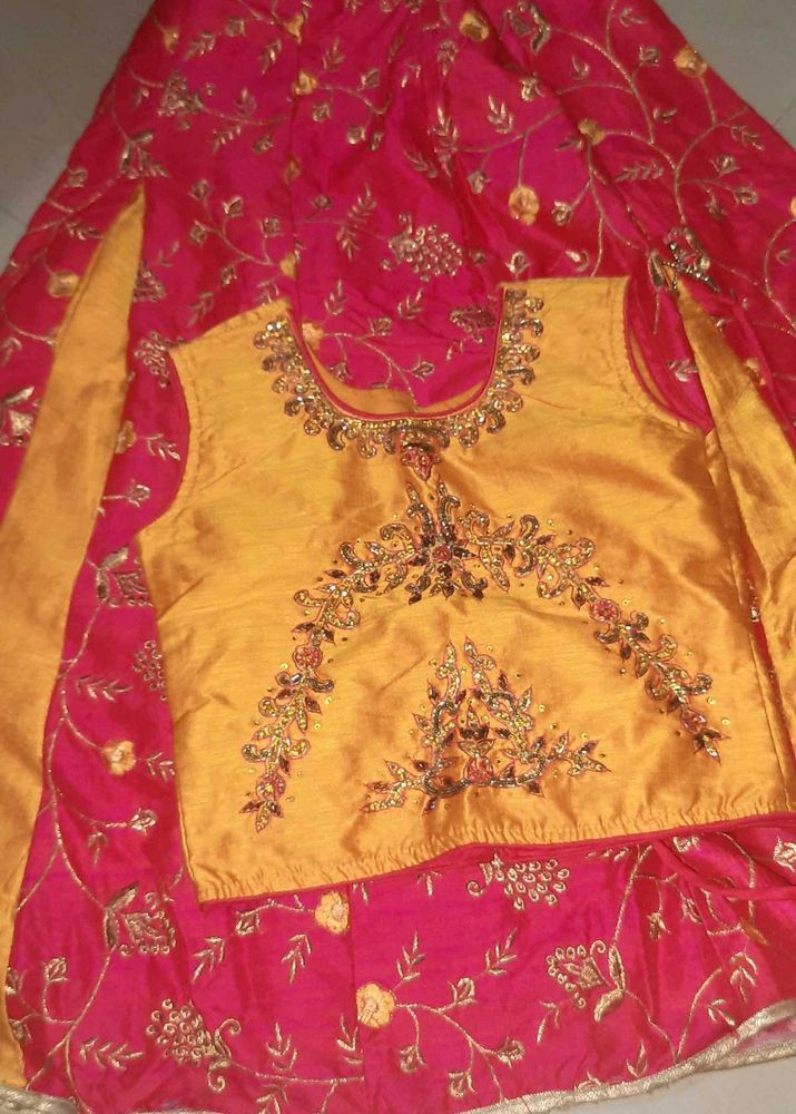 Red &amp; Gold Embroidered Indian Skirt