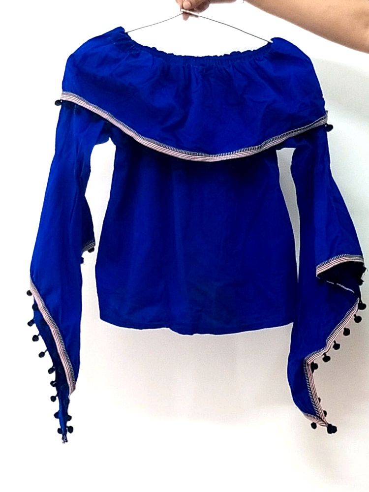 Beautiful Royal Blue Off Shoulder Cotton Top ...