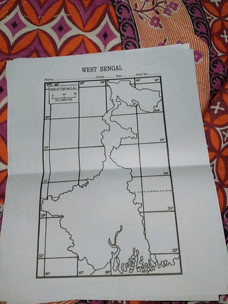 Outline Physical Map of West Bengal