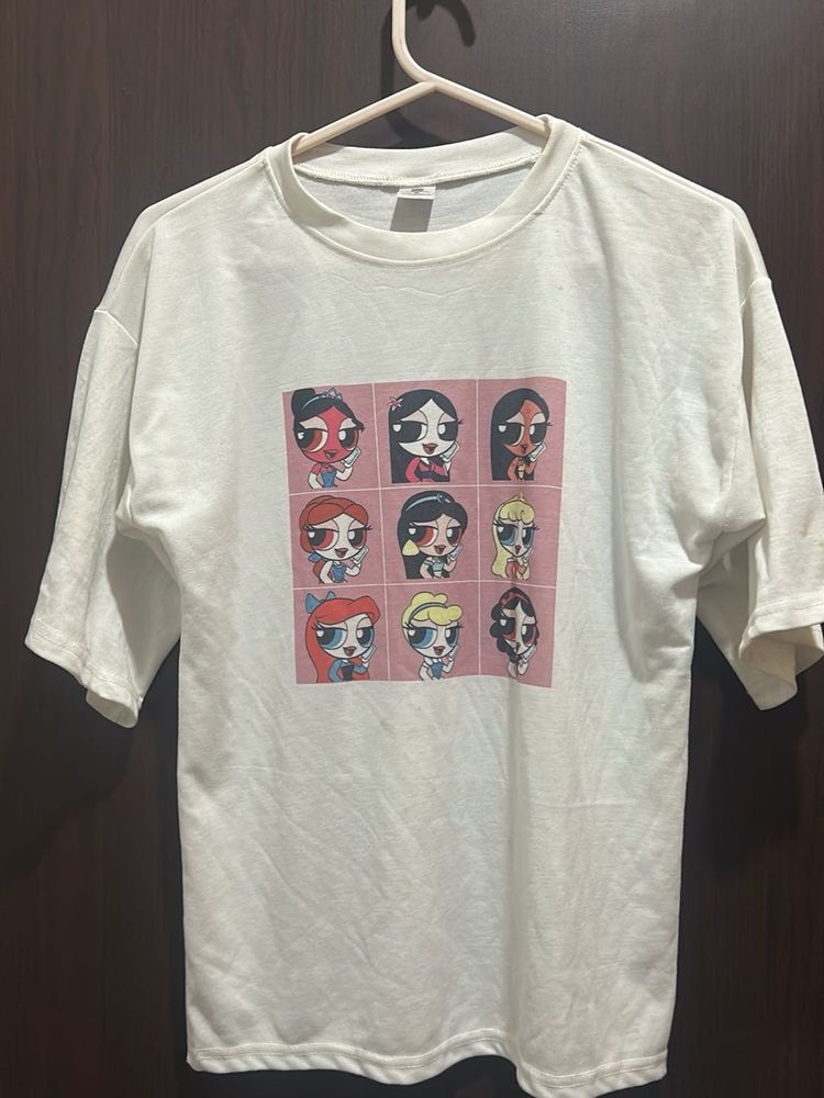 White Graphic Print Tee