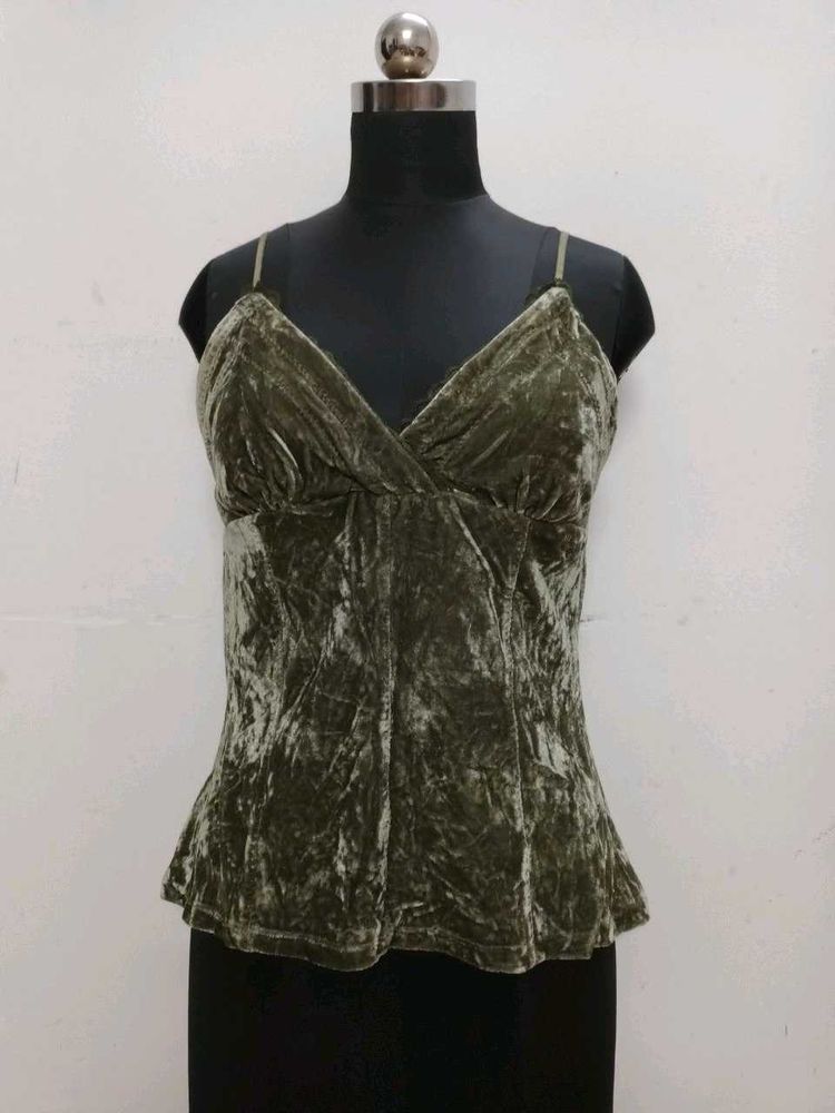 Olive Velvet Cami Top