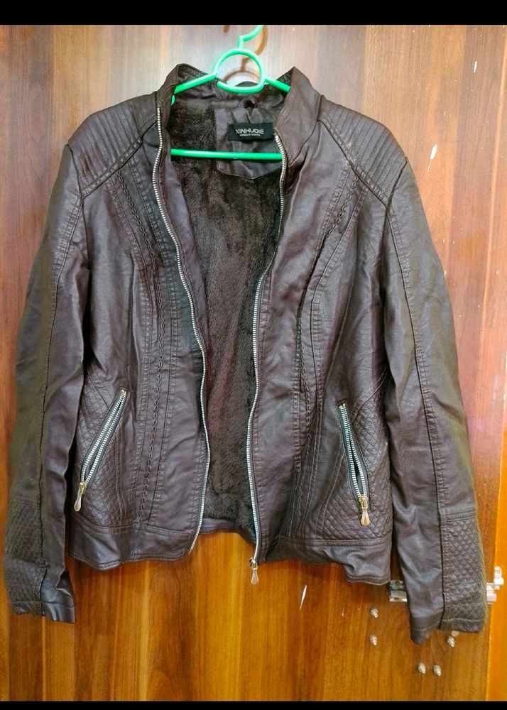 Brown Faux Leather Jacket