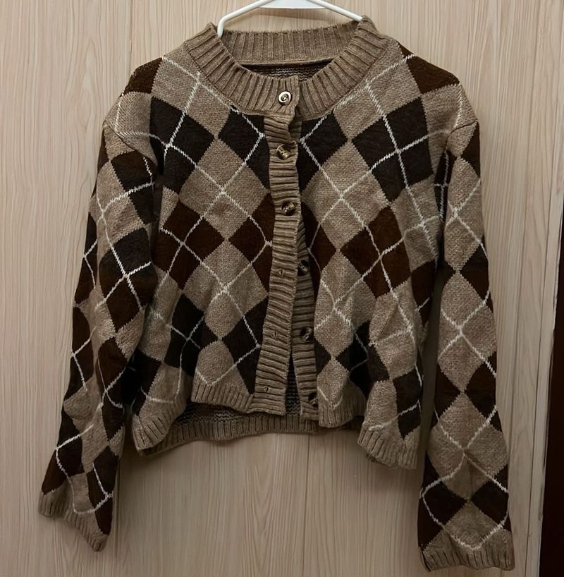 Argyle Knit Cardigan