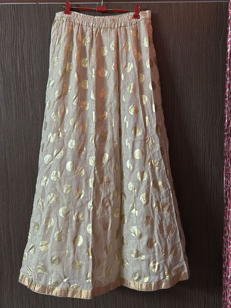 Gold Polka Dot Midi Skirt
