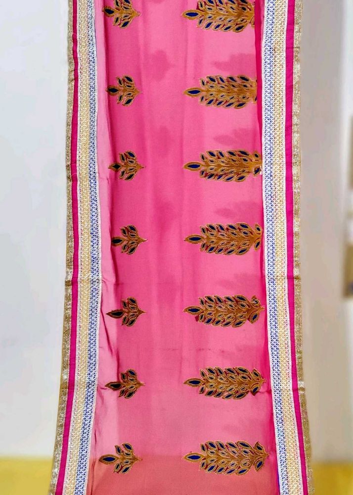 Pink Embroidered Dupatta