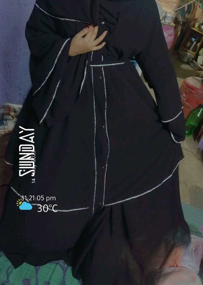 Burkha, Abaya Double Layer With Belt