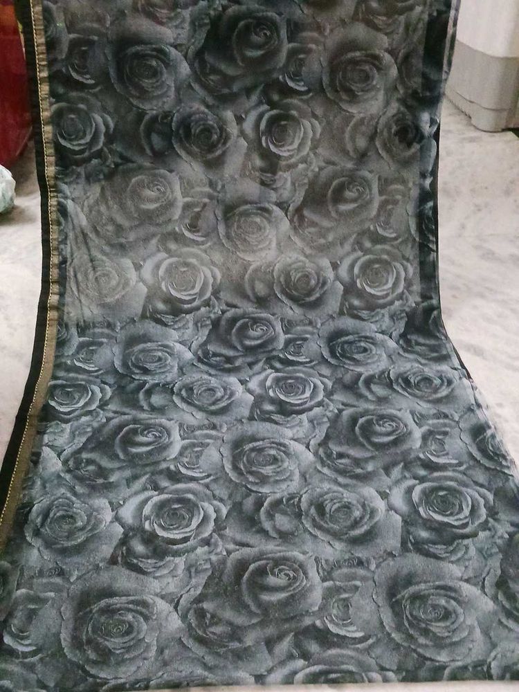 Rose Black Saree