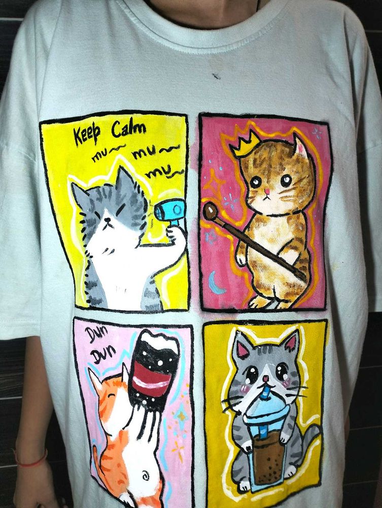 Hand-Painted Kitten T-Shirt