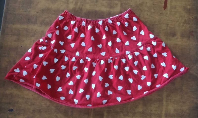Baby Girl Heart Printed Skirt