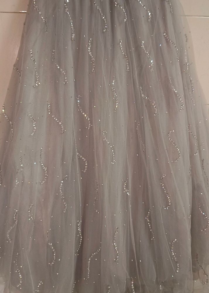 Crop Top Lengha With Design Sleeves