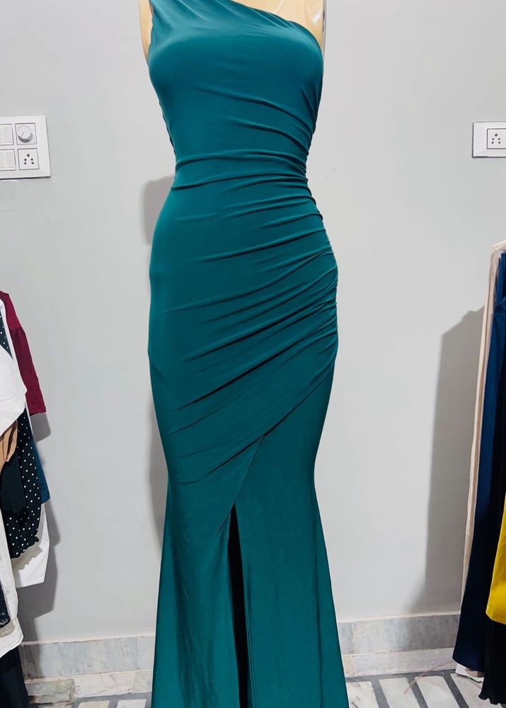 Emerald One Shoulder Maxi Dress