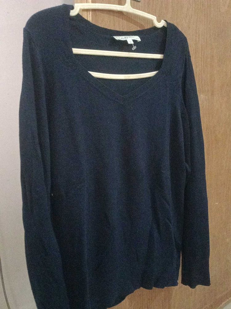 Simple Black Long Sleeve Top Size M