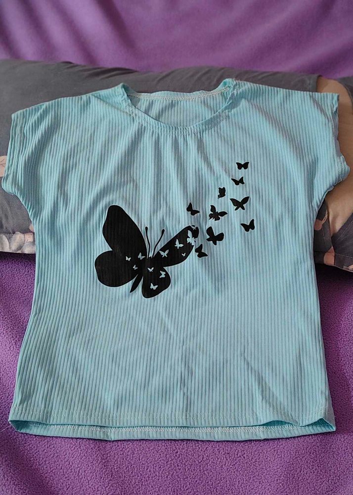 Light Blue Butterfly T-Shirt