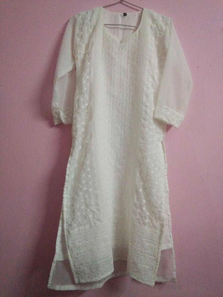 Chikankari White Kurta Women