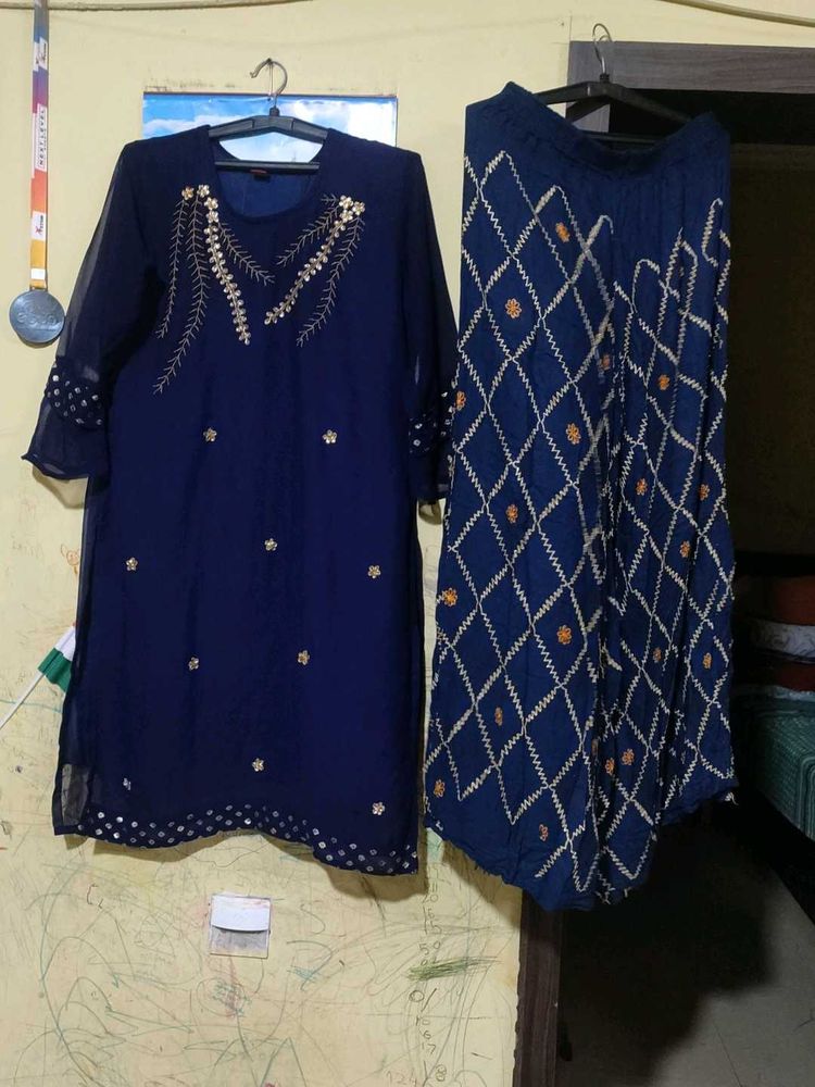 Elegant Navy Blue Kurta Set