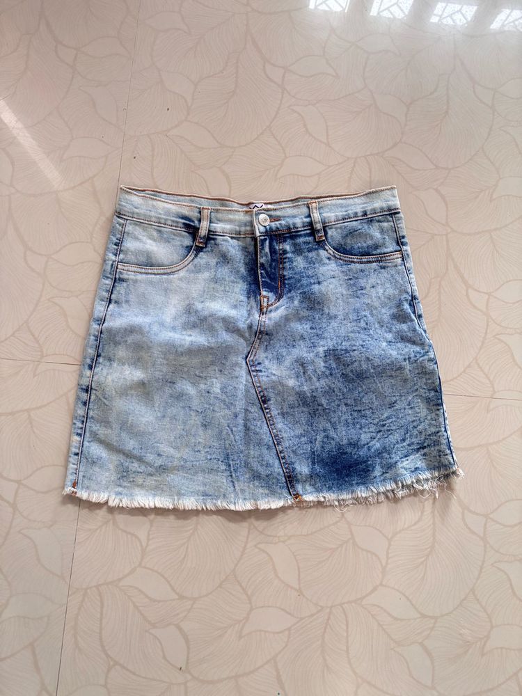 Acid Wash Denim Mini Skirt