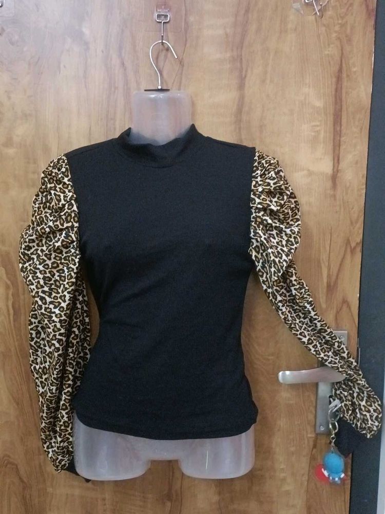 Stylish Animal Print Sleeve Top