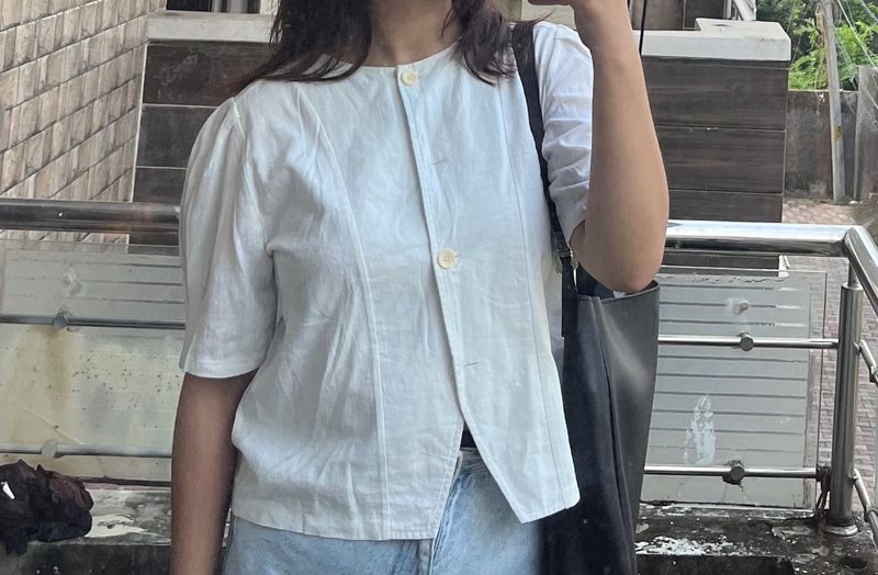 White Puff Sleeve Top