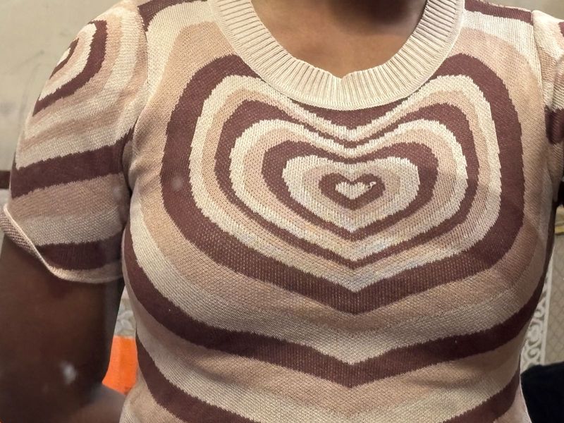 Heart Pattern Knit Top