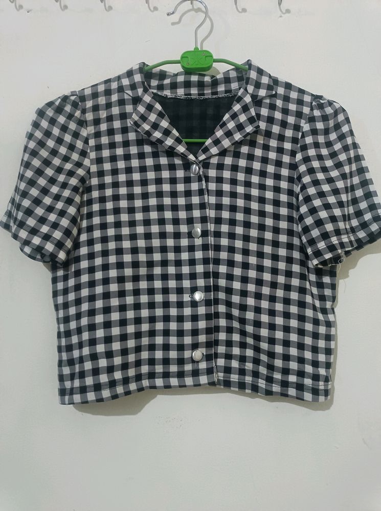 Checked Monochrome Crop Top