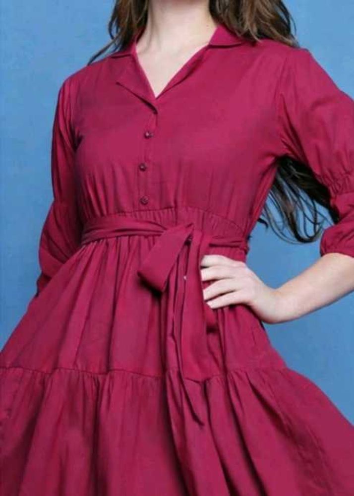 Chic Burgundy Shirt Dress