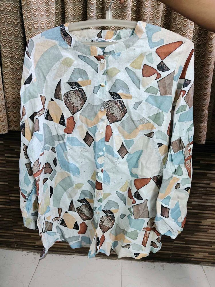 Patterned Long Sleeve Button Down