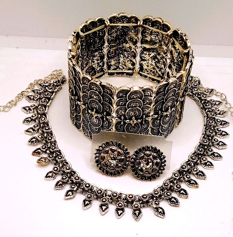 Oxidised  Choker Set