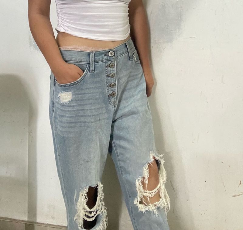 🌈Distressed Button-Fly Jeans🩷